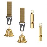 kcrygogo Solid Brass Bear Bell with Silencer and Emergency Whistle, Suitable for Hiking, Biking, Fishing, Rock Cimbing (2 Sets)