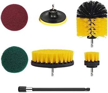 7Piece Drill Brush Attachments Set,Scrub Pads & Sponge, Power Scrubber Brush with Extend Long Attachment All Purpose Clean for Grout, Tiles, Sinks, Bathtub, Bathroom, Kitchen