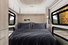 Homiest 4pcs RV Short Queen Satin Sheets Set Luxury Silky Satin Bedding Set with 10" Deep Pocket, Camper Queen Sheets, 1 Fitted Sheet + 1 Flat Sheet + 2 Pillowcases (RV Short Queen, Black)