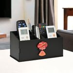 Gift Kya De GKD wooden Remote Stand with 5 Sections | Remote Holder for Living Room, TV, and AC | Stationary Organizer | 5 in 1 | Ideal for Home and Office (Black Rajasthan)