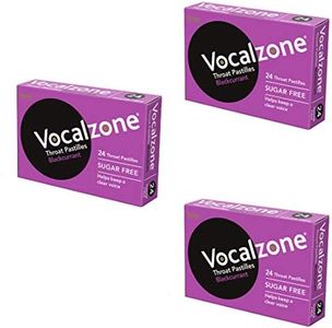 Vocalzone Throat Pastilles Blackcurrant Sugar Free 3 Packs 24- for Sore Throats and Hoarseness When Overusing Your Voice. Produced and Sold in The United Kingdom Since 1912.