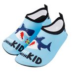 Shebsheb Water Shoes Kids Girls Boys, Toddler Quick-dry And Slipstop Socks Aqua Kids Pool Shoes for Beach Swimming Pool Water Park, Blue-Shark, 34/35 EU