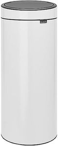 Brabantia Touch Trash Can New, 8 Gallon, White,115141