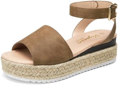 Vepose Women's Platform Sandals, Espadrilles Comfy Wedge Sandal Open Toe, 400A - Brown, Size 7 US - Classic Design (CJY400A Brown 07)