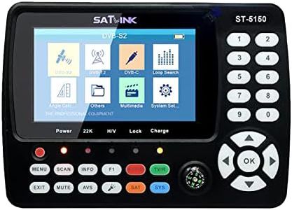 VISLONE Digitale Satellitare Finder,ST-5150 DVB-S2 / T2 / C COMBO HD Satellite TV Signal Finder Digital Handheld Signal Meter Satellite Finder H.265 HEVC MPEG-4 4,3 pollici TFT LCD EU Plug