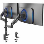 VIVO 17 to 32 inch Dual Pneumatic Monitor Mount, 2 Pneumatic Arms, Adjustable Swivel, Rotation, Heavy Duty VESA Desk Stand with C-clamp, Grommet, Max VESA 100x100, Black, STAND-V002K