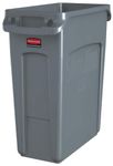 Rubbermaid Commercial Vented Slim Jim Trash Can Waste Receptacle, 16 Gallon, Gray, Plastic, 1971258