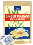 TeeLux Ginger Tea Bags 100 Count, Pure Natural Ginger Root, Vegan, Caffeine Free, Warm Spicy Herbal Tea Bags