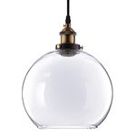 Yescom Vintage Industrial 9.8" Ball Shape Glass Ceiling Light Pendant Light Edison Lamp for Cafe Kitchen Clear