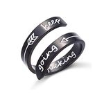 Keep Going Engraved Inspirational Rings Stainless Steel Thumb Band Jewelry US Size 8-9 Finger Ring Gifts for Men Women (Black-Arrow)