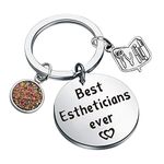 KUIYAI Estheticians Keychain Best Estheticians Ever Keychain with Lipstick Charm Beautician Gift Estheticians Gift