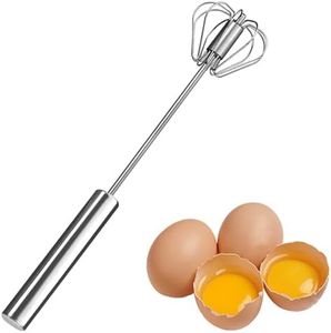 Egg Whisk Stainless Steel Hand Push Rotary Whisk Blender, Semi Automatic Blender Mixer Egg Beater Milk Frother Kitchen Tool for Cooking, Whisking, Blending, Beating, Stirring (13.5 inch)