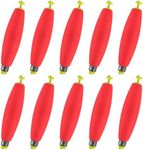 Alwonder 10 Pack Fishing Bobbers Floats, Weighted Bobbers for Fishing Cigar EVA Foam Snap-on Floats, Fishing Corks Floaters Buoys for Crappie Bass Panfish Bluegills Trout S Red