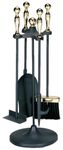 Uniflame F-3084 5-Piece Polished Brass Stove Set, Black