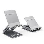 Minthouz Cell Phone Stand, Adjustable&Foldable Phone Holder for Desk, Aluminum Phone Stand Compatible with iPhone 14 13 Pro Max Mini 12 11 and More 4.7''-7.9'' Smart Phones - Gray