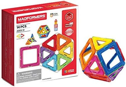 Magformers 14-piece Magnetic Construction Tiles Toy. STEM Teaching Resource. With 6 Squares and 8 Triangles. Magnetic Tiles For Children Aged 3+.