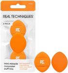 Real Techniques Mini Miracle Concealer Puff Trio, Small Makeup Puff For Liquid & Cream Foundation & Concealer, Targeted Concealing, Travel Friendly & Reusable, Vegan & Cruelty Free, 3 Count