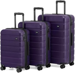 Coolife Luggage Set, Lightweight Durable Hardshell, 3 piece, Deep Purple