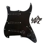 Musiclily 11 Hole SSS Pre-wired Pickguard Strat Loaded Pickguard with Single Coil Pickups Set for Strat Style Electric Guitar,3 Ply Black