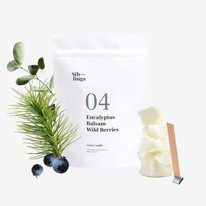 Siblings Essentials, Candle Refill Kit, DIY Candle Kit (No 04: Eucalyptus, Balsam, Wild Berries) - Eco-Friendly Candle Refill, Clean Fragrance and Essential Oils, Coconut and Soy Wax