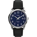 Timex Easy Reader Black/Silver-Tone/Blue Leather Strap Watch (Model: TW2V266009J)