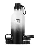 IRON °FLASK Sports Water Bottle - 945 ml, 3 Lids (Spout Lid), Vacuum Insulated Stainless Steel, Hot Cold, Double Walled, Thermo Mug, Standard Metal Canteen (Day & Night)