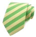 marysgift Stripe Tie Green Necktie Formal Ties Woven Necktie ifts for Weddings, Groom, Business Party (LUD25 Green Yellow Stripe, 134)