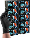 nitroshield 9mil Heavy Duty Disposable Nitrile Gloves, Black XLarge 800Pcs -Chemical Resistant, Latex Powder Free Rubber Gloves Diamond Texture for Automotive, Mechanics, Cooking,BBQ, Industrial Use