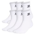 adidas Originals Men's Trefoil 6-Pack Quarter Socks, White-Black, Large