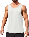 COOFANDY Lightweight Tank Tops for Men Casual Sleeveless T Shirts Summer Beach Top White Large