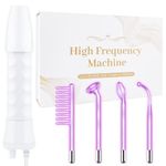 High Frequency Facial Wand - Uaike 4 in 1 Violet Portable Handheld High Frequency Facial Machine - at Home Face Skin Wand Device with 4 Pcs Purple Glass Tubes