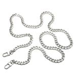 Tia Premium Purse Shoulder Bag Chain Strap Handle, Handbag Purse Chain Replacement, Purse, Clutch Making, Decoration & DIY (Silver Flat Thick Premium Chain-120cm-1Pc)