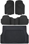 Motor Trend FlexTough Performance All Weather Rubber Car Mats with Cargo Liner - Full Set Front & Rear Floor Mats for Cars Truck SUV, Automotive Floor Mats (Black)