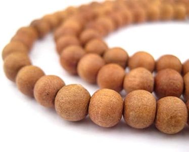 6mm Sandalwood Mala Beads: Fragrant Aromatic Wooden Meditation Beads for Yoga, Jewelry, Necklace, Chanting Genuine Nepal Product The Bead Chest
