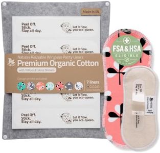 Wingless Organic Cotton Reusable Panty Liners with Stickers (Small, 7 Pack)