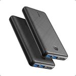 Anker Portable Charger,325 Power Bank(PowerCore Essential 20K),20,000mAh Battery Pack with PowerIQ Technology for iPhone 15/14/13 Series, Galaxy S23,and More(USB-C Input Only(Black),2-Pack)