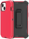 for iPhone 12 Mini Case with Belt Clip Holster, 2X Screen Protector, Heavy Duty Military Grade Full Body Shockproof Drop/Dust-Proof Rugged Protective Cover for iPhone 12 Mini (Red & Black)