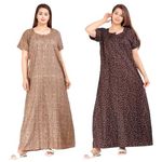 Homezilla Women's Cotton Regular Nighty Rajasthani Nighty Rajasthani Gown Jaipuri Nighty Jaipuri Gown Maxi Gown (Pack of 2 pcs)-Free Size