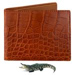 Brown Alligator Belly Bifold Wallet Men with Flip Out ID Holder Crocodile Leather Premium Wallet Handmade RFID Blocking VINAM-30