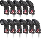 Craftsman Golf 11pcs /Set (4,5,6,7,8,9,A,S,P,L,X) USA US Flag Clover Leather Black Iron Covers Headcover