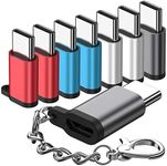 Micro USB to USB C Adapter,(8-Packs) Aluminum Type C Adapter Convert Connector with Keychain Charger Compatible Samsung Galaxy S10 S9 S8 Plus Note 9 8, LG V40 V35 G8 G7,Google Pixel 3 XL,Moto Z2 Z3