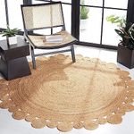 GlammTexa Hand Woven Round Jute Area Rug Braided Round Rugs For Boho Home Decor Living Room And Kitchen Floor Decoration Eco Friendly Natural Area Rug For Farmhouse (Netural Outer Ring, 120 X 120 CM)