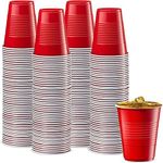 QXNDXQ Party Cup Set, 50 Pong Cups 500 ml/16 Oz, Party Cups Red and Blue, Repeatable Cups for New Year, Christmas, Camping, Wedding (Red)