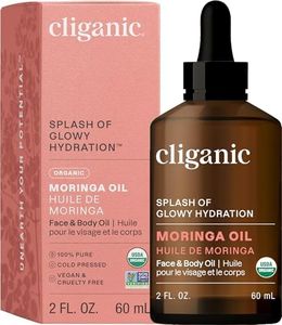 Cliganic Organic Moringa Oil (2oz), 100% Pure - For Face & Hair | Natural Cold Pressed
