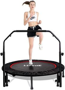 FirstE 48" Foldable Fitness Trampolines, Rebound Recreational Exercise Trampoline with 4 Level Adjustable Heights Foam Handrail, Jump Trampoline for Kids and Adults Indoor&Outdoor, Max Load 440lbs