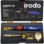 IRODA SOLDERPRO 90K Professional Butane Soldering Iron Kit - Cordless, Self-Igniting, Adjustable Flame, 25-110W, Fast Heat, 1300°F Torch, Water-Resistant Piezo, Multi-Functional 3-in-1 Tool