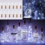 KWODE 12 Pack Wine Bottle Lights with Cork, 2M 20 LED Battery Operated Copper Wire Bottle Fairy Lights for DIY Party Weddings Christmas Decoration (Cool White)