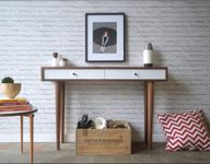 Leymo Furniture Solid Sheesham Wood Console Table for Living Room | Wooden Side Entrance Table for Home with Two Drawers