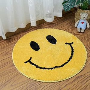 Ohocut Cute Smiley Face Rug, Round Rug for Bathroom, Bathtub, Bedroom, Cute Happy Face Bath Mat, Bathroom Rugs, Machine Washable, Non-Slip, Absorbent, Preppy Aesthetic Room Decor, 24 in