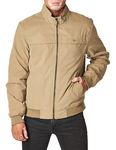 DOCKERS Men's Micro Twill Golf Bomber Jacket Windbreaker, Khaki, Large